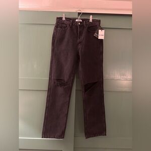 New Re/done Redone 90s High Rise Loose Fit Jeans 28 Washed Black with Rip